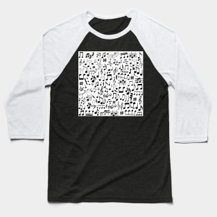 Random black music notes on white background Baseball T-Shirt